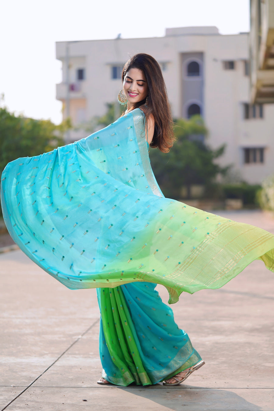 chinnon crepe saree