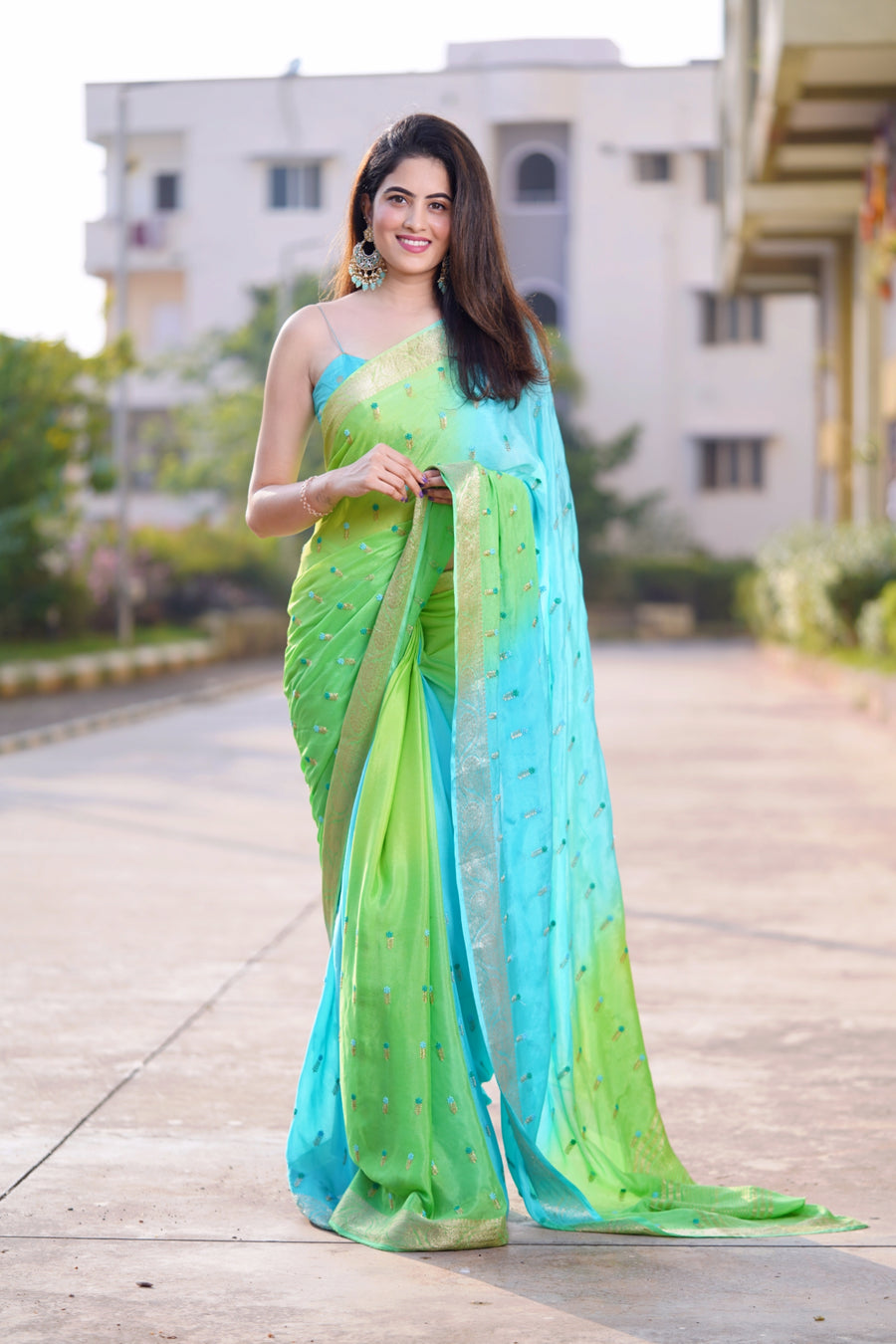 chinnon crepe saree