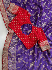 Purple-Red Banarasi Pattu Saree