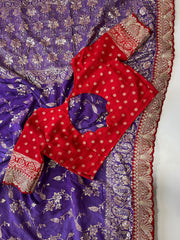 Purple-Red Banarasi Pattu Saree