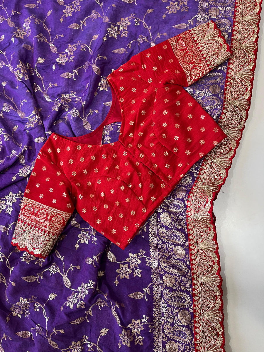 Purple-Red Banarasi Pattu Saree