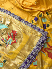 Banarasi silk with intricate golden zari weaving