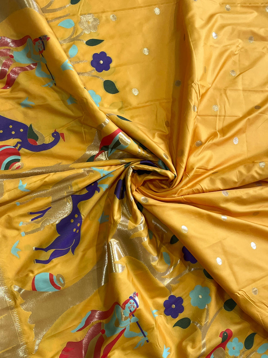 Banarasi silk with intricate golden zari weaving