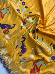 Banarasi silk with intricate golden zari weaving