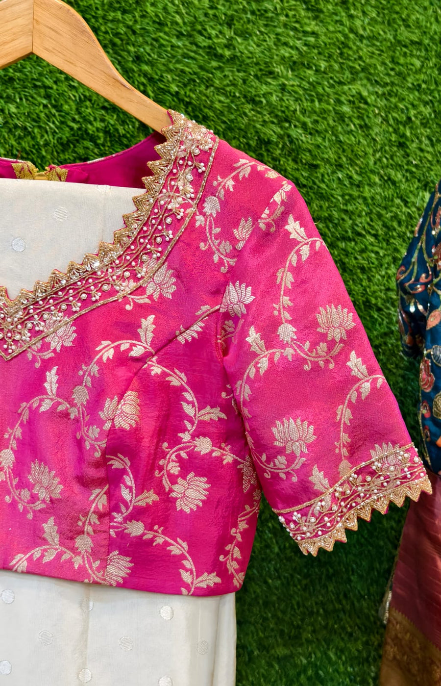 tissue fabric and intricate banarasi Maggam work