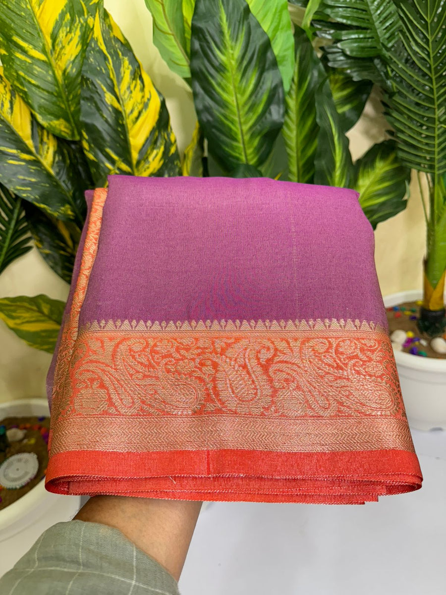 Banarasi handloom soft katan tissue silk fabric saree