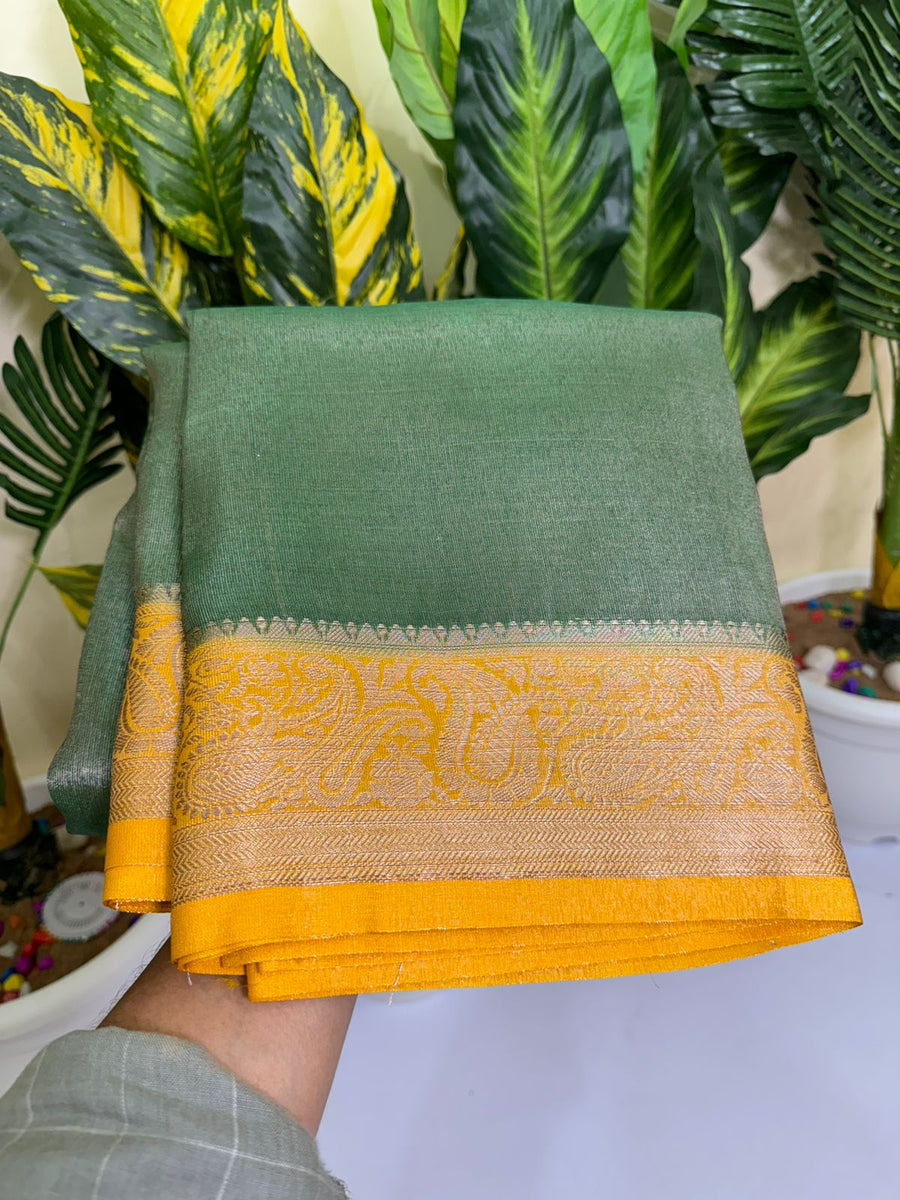 Banarasi handloom soft katan tissue silk fabric saree