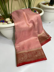 Banarasi handloom soft katan tissue silk fabric saree