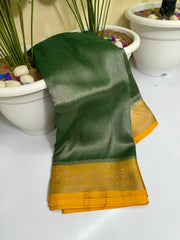 Banarasi handloom soft katan tissue silk fabric saree