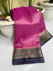 Banarasi handloom soft katan tissue silk fabric saree