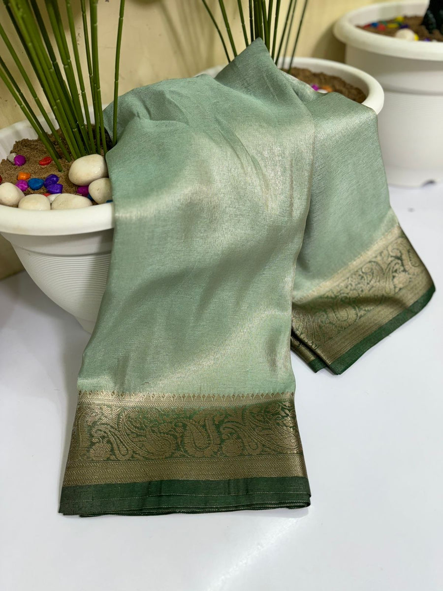 Banarasi handloom soft katan tissue silk fabric saree